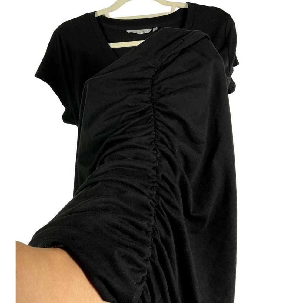 Athleta Topanga Tee Dress, Size Large, Black, Ruched Sides - Picture 11 of 14